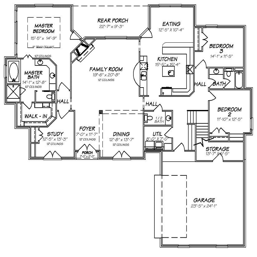 Floor Plan First Story of European Plan #140-1011