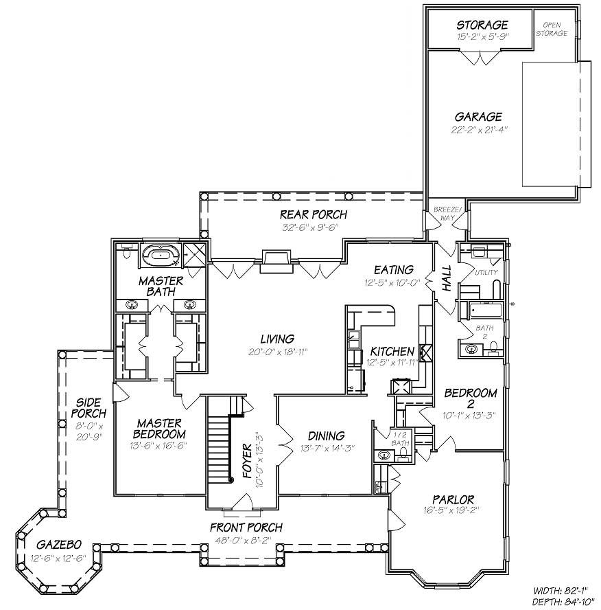 Floor Plan First Story of Country Plan #140-1012