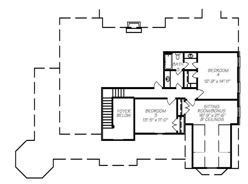 Floor Plan Second Story of Country Plan #140-1012