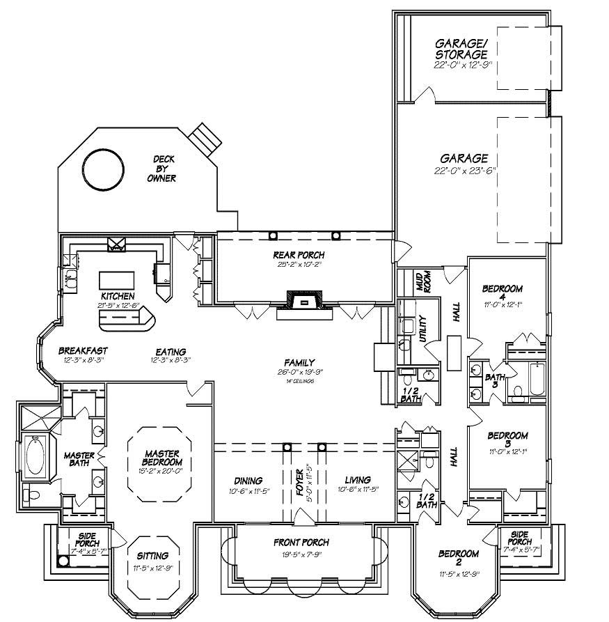 Floor Plan First Story of European Plan #140-1013