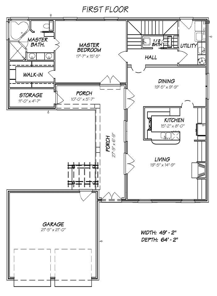Floor Plan First Story of Plan #140-1014
