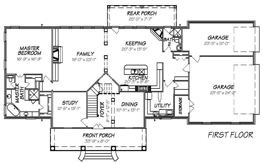 Floor Plan First Story of European Plan #140-1015