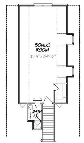 Floor Plan Bonus Room of European Plan #140-1017