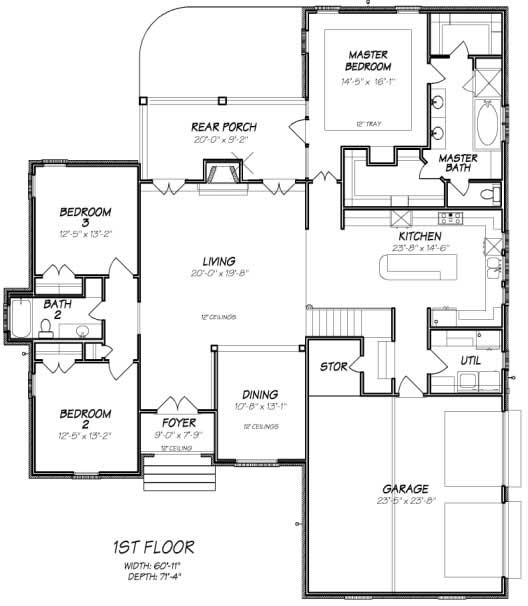 Floor Plan First Story of European Plan #140-1018