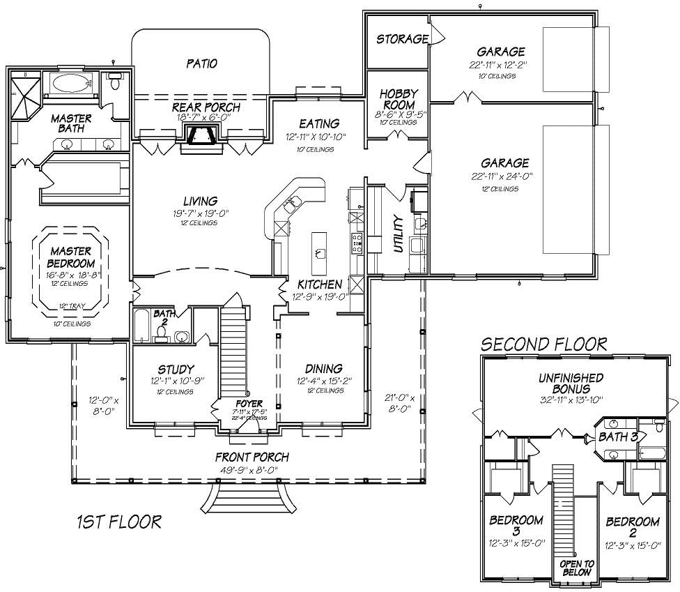 Floor Plan First Story of Cape Cod Plan #140-1019