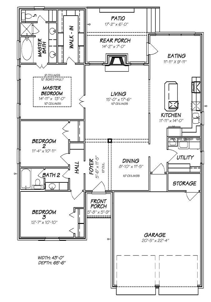 Floor Plan First Story of European Plan #140-1021