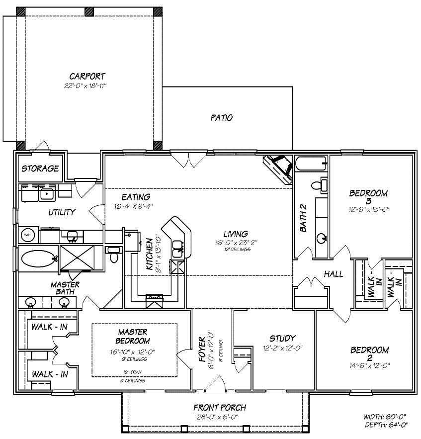 Floor Plan First Story of Country Plan #140-1026