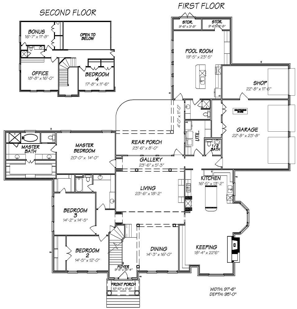 Floor Plan First Story of Cape Cod Plan #140-1028