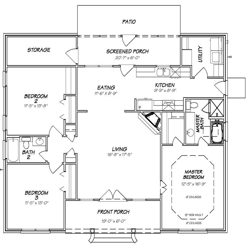 Floor Plan First Story of Country Plan #140-1030