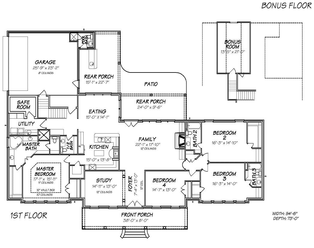 Floor Plan First Story of Cape Cod Plan #140-1031