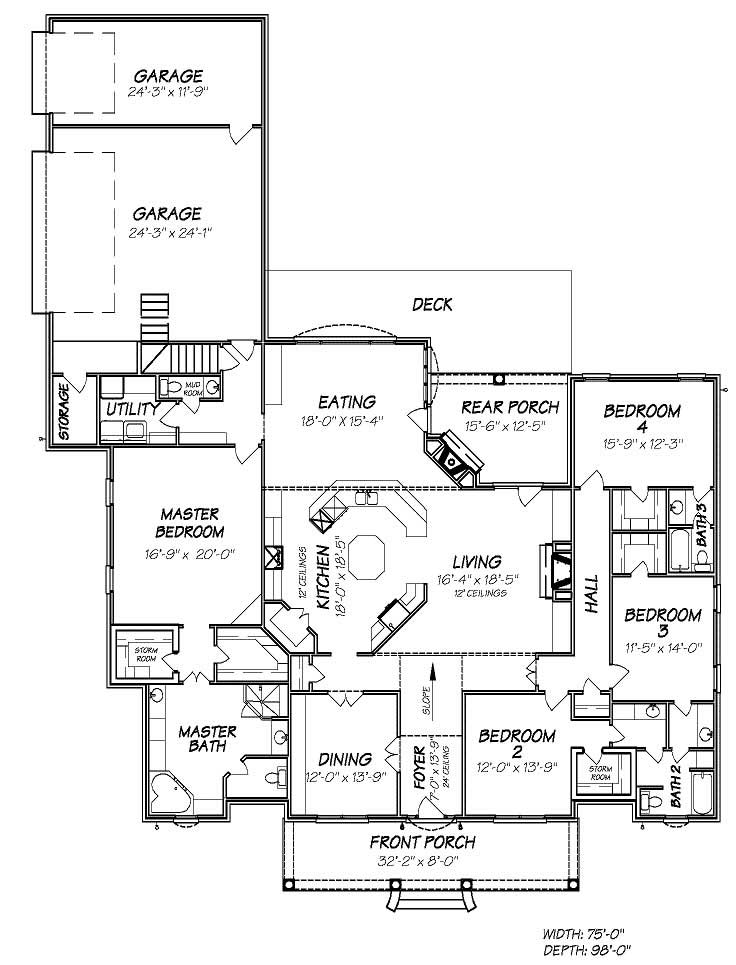 Floor Plan First Story of Country Plan #140-1033
