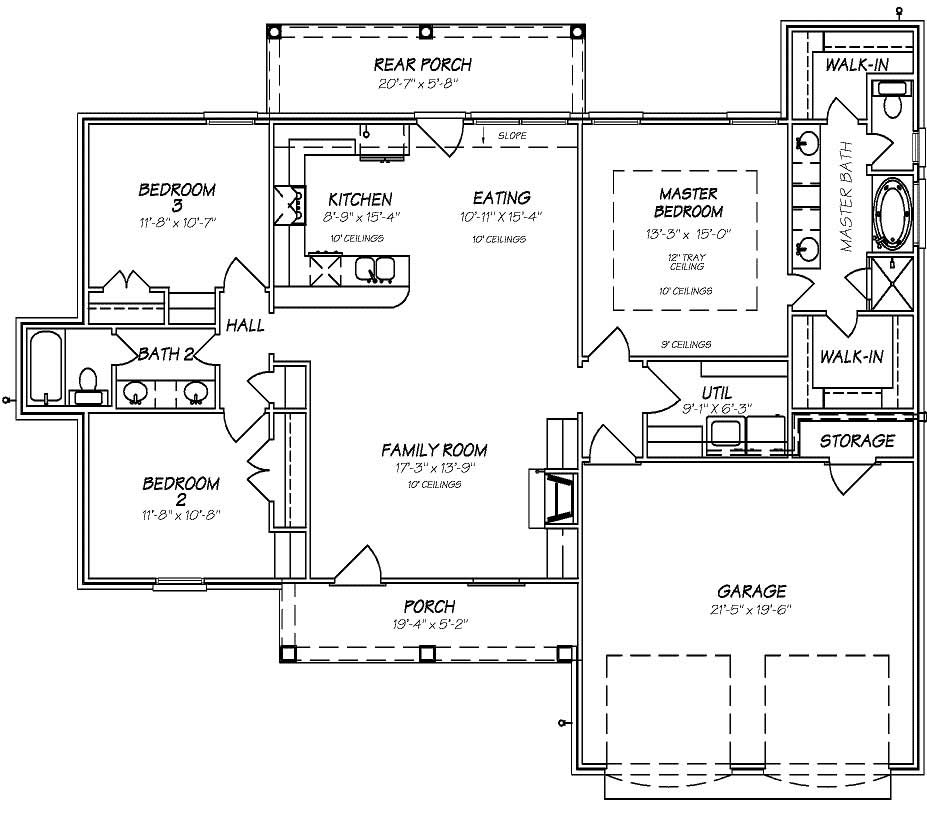 Floor Plan First Story of European Plan #140-1035