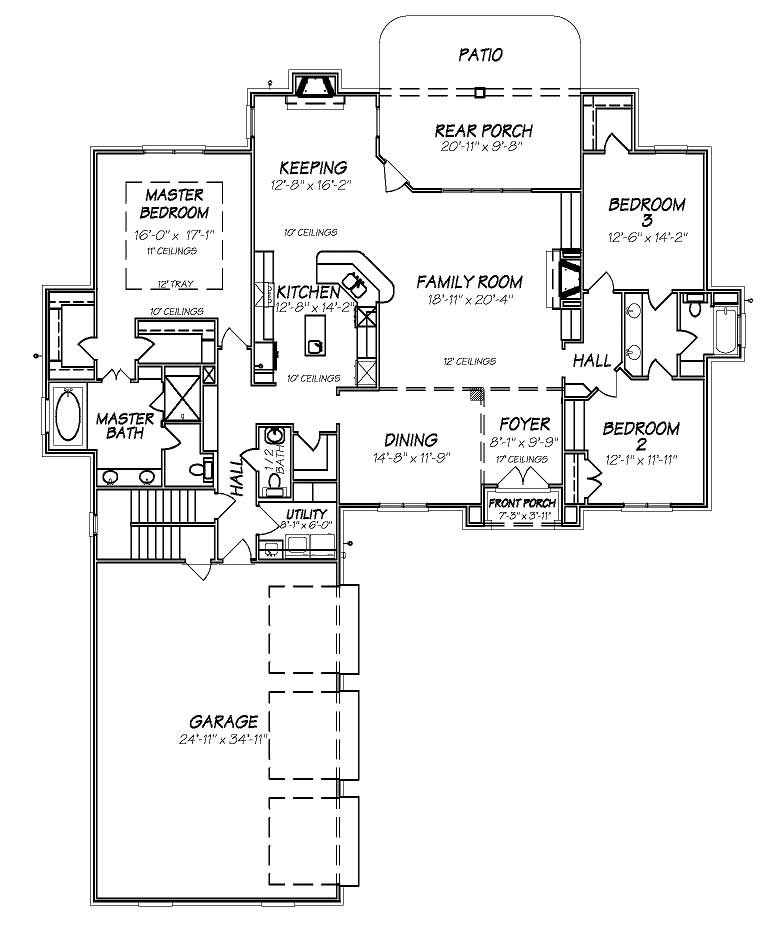 Floor Plan First Story of European Plan #140-1037