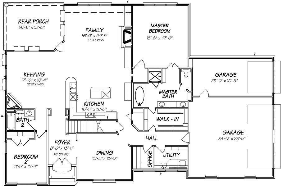 Floor Plan First Story of Cape Cod Plan #140-1038