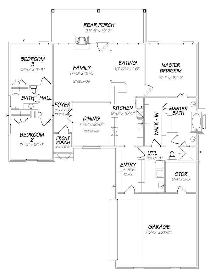 Floor Plan First Story of European Plan #140-1039
