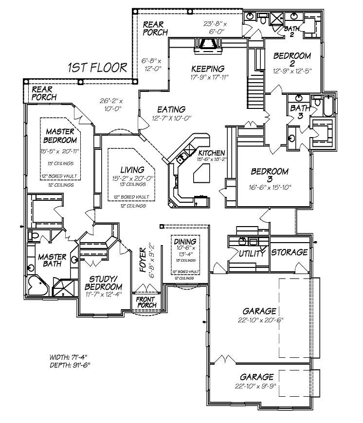 Floor Plan First Story of European Plan #140-1041
