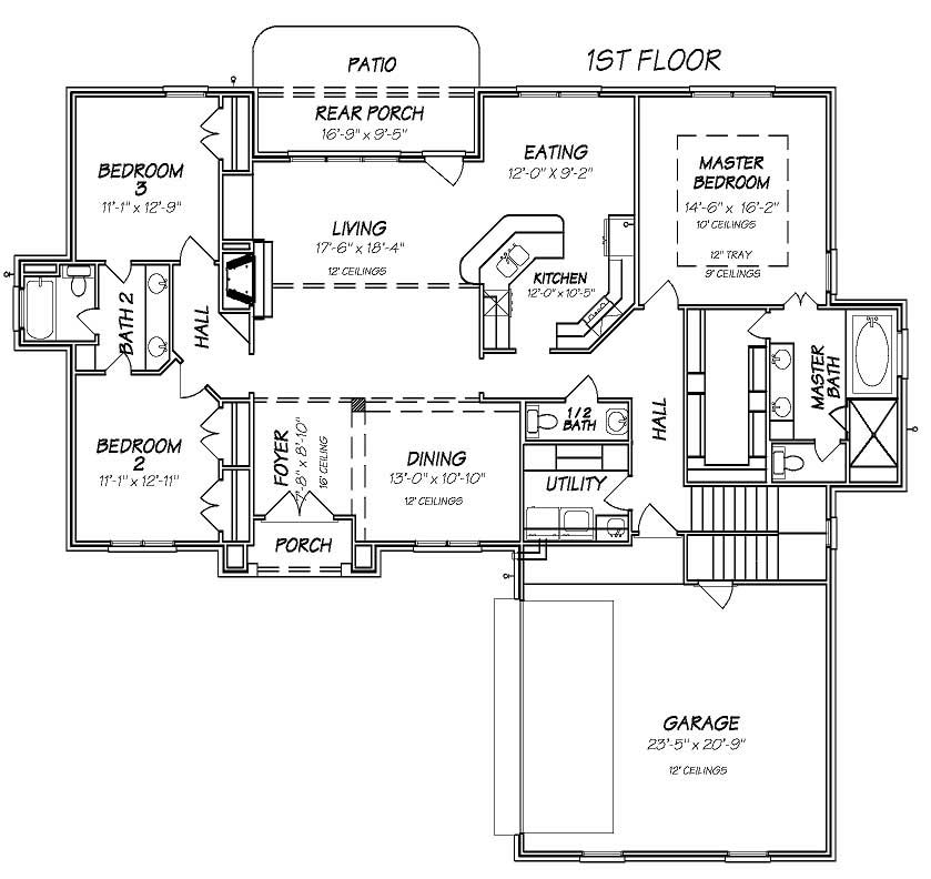 Floor Plan First Story of European Plan #140-1042