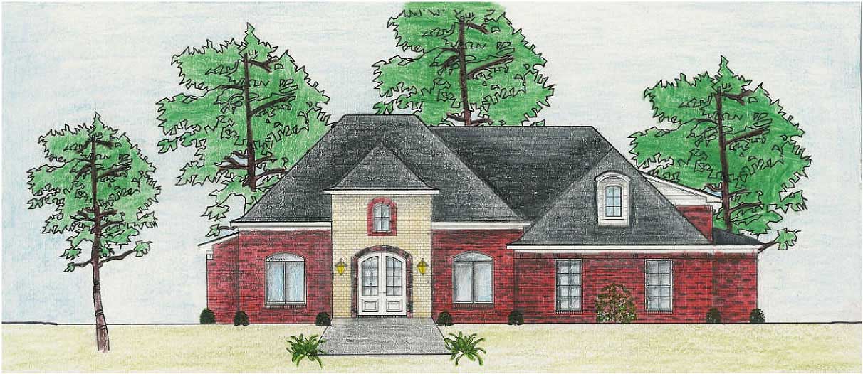 This is a color elevation of these European Homeplans.