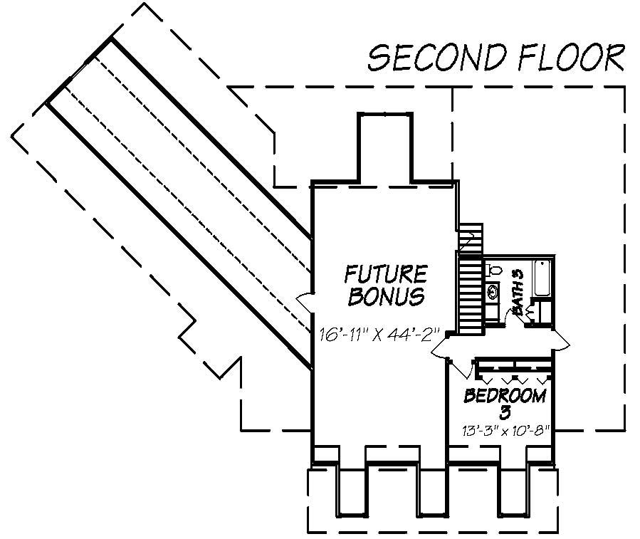 Floor Plan Second Story of Cape Cod Plan #140-1043