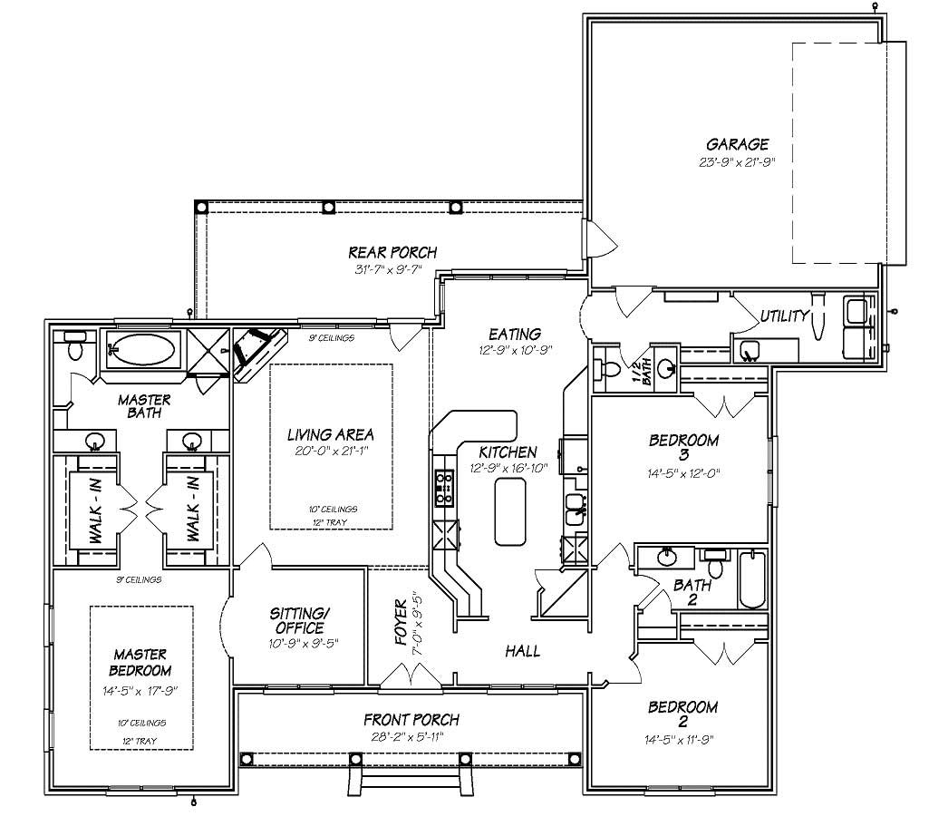 Floor Plan First Story of Country Plan #140-1047