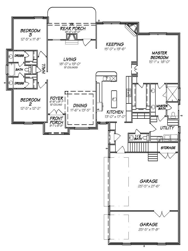 Floor Plan First Story of European Plan #140-1048