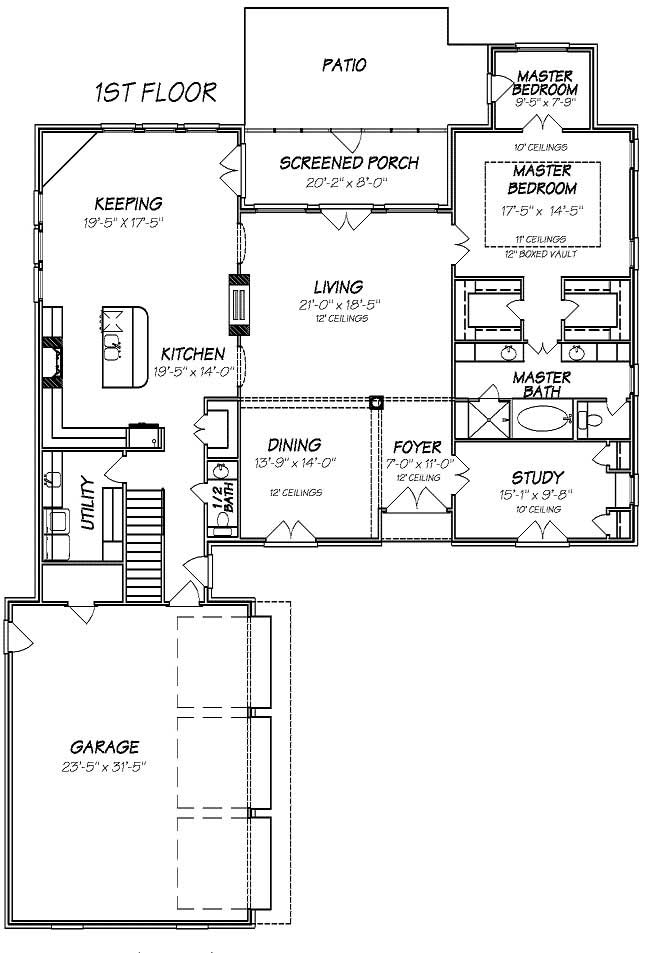 Floor Plan First Story of Cape Cod Plan #140-1051