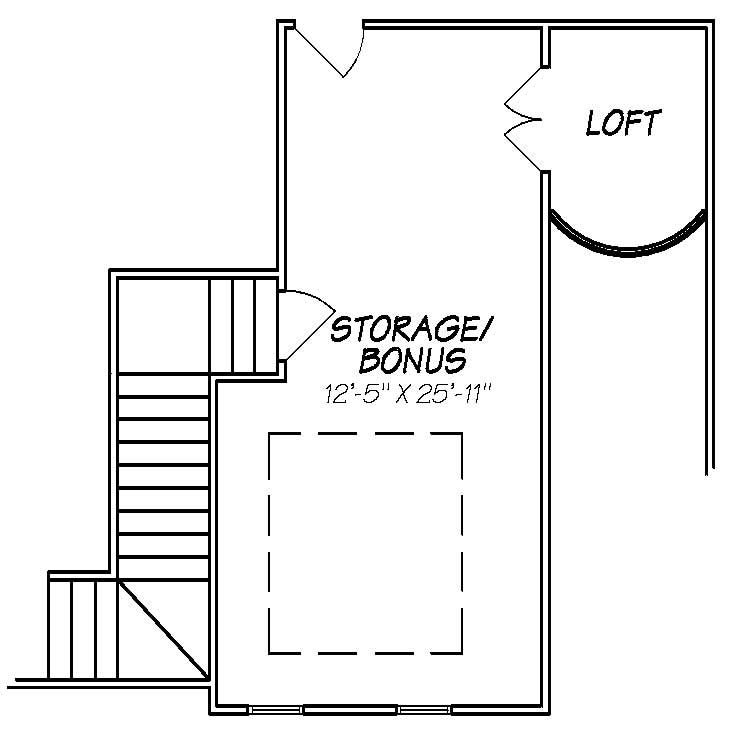 Floor Plan Bonus Room of European Plan #140-1053