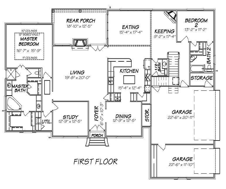 Floor Plan First Story of Cape Cod Plan #140-1058