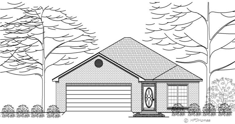 This is the front elevation of Home Plan HPD-B2008