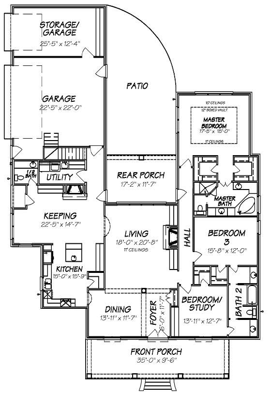 Floor Plan First Story of Country Plan #140-1065