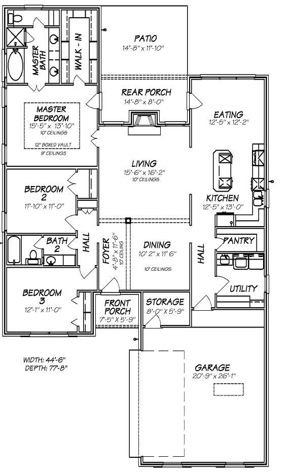 Floor Plan First Story of European Plan #140-1067