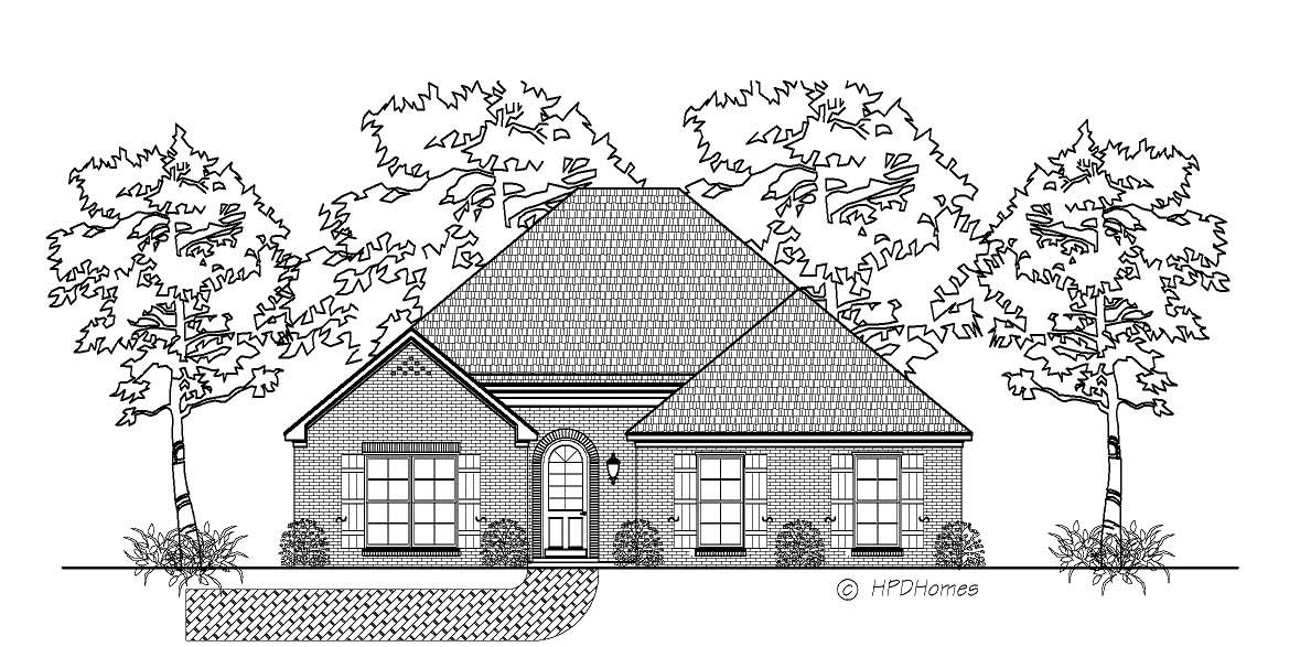 This image shows the front elevation of these European Houseplans.