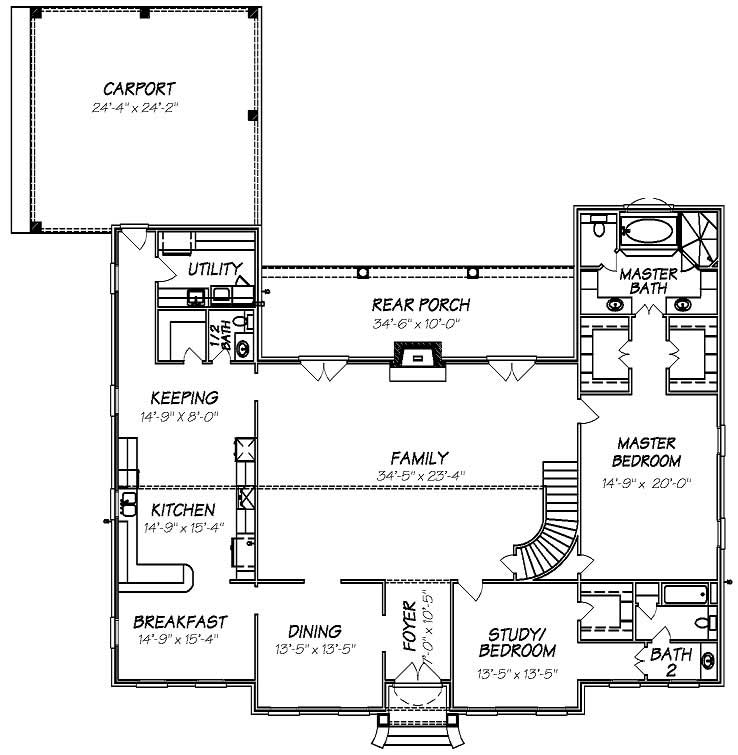 Floor Plan First Story of Cape Cod Plan #140-1069