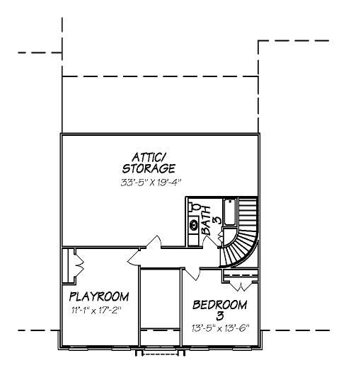 Floor Plan Second Story of Cape Cod Plan #140-1069