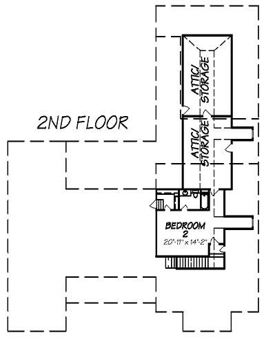 Floor Plan Second Story of Cape Cod Plan #140-1070
