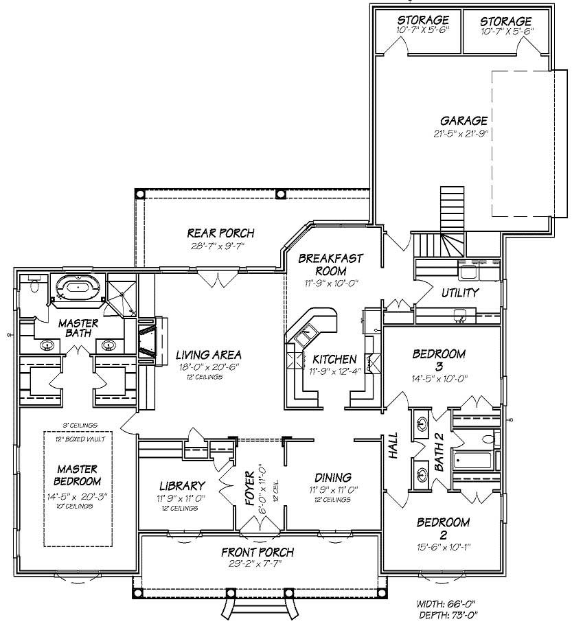 Floor Plan First Story of European Plan #140-1072