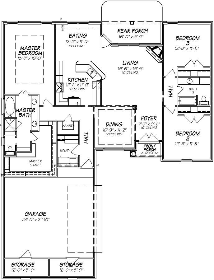 Floor Plan First Story of Country Plan #140-1073