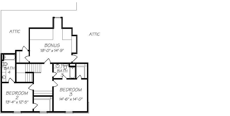 Floor Plan Second Story of Cape Cod Plan #140-1076