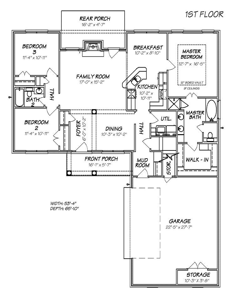 Floor Plan First Story of European Plan #140-1077