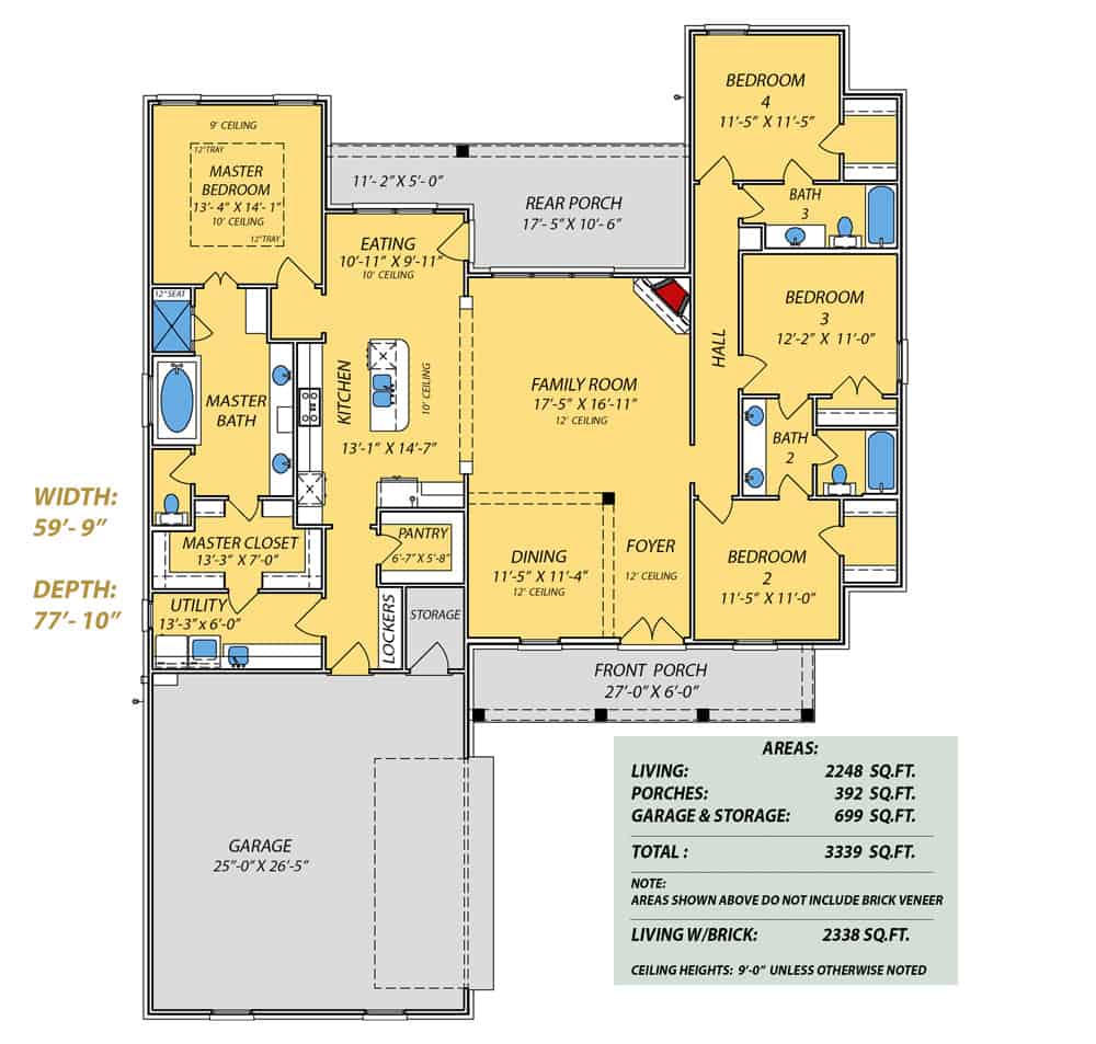 Floor Plan Main Level of European Plan #140-1084