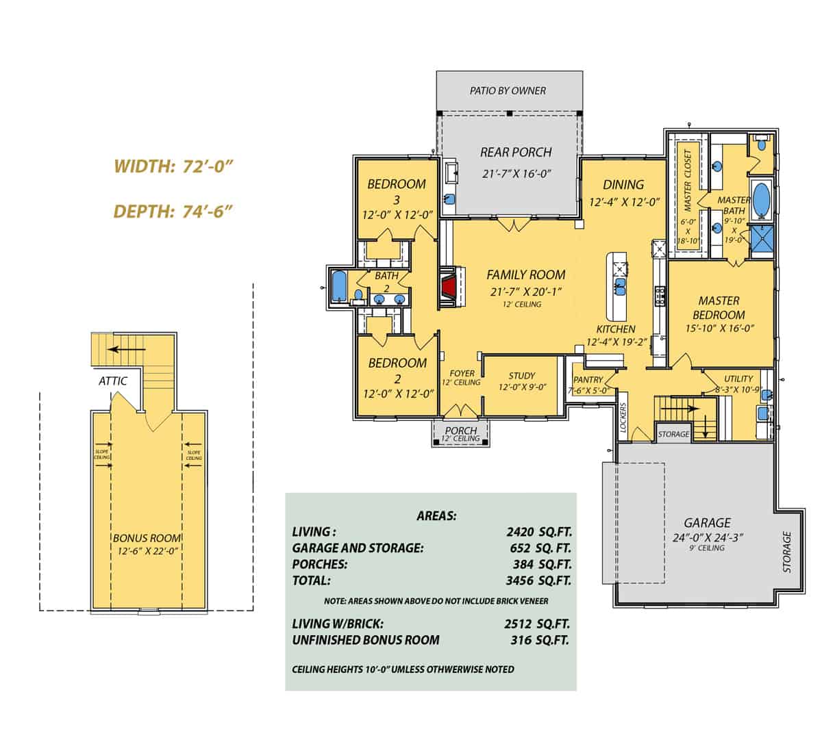 Floor Plan Main Level of French Plan #140-1088