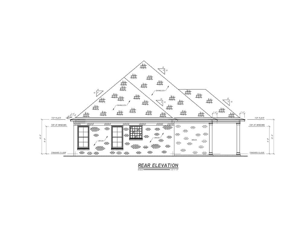 Home Plan Rear Elevation of this 3-Bedroom,1852 Sq Ft Plan -140-1089