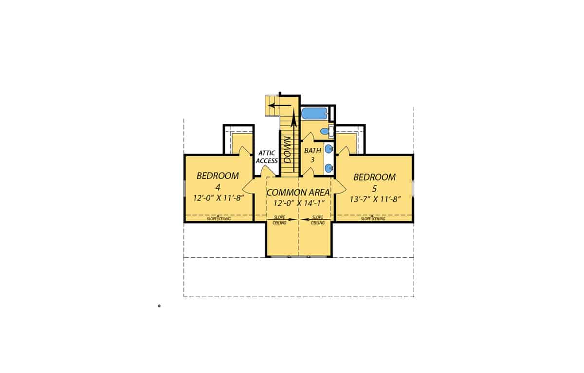 Floor Plan Upper Level of Farmhouse Plan #140-1091