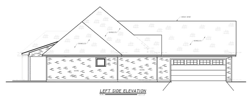 Home Plan Left Elevation of this 3-Bedroom,1984 Sq Ft Plan -140-1095