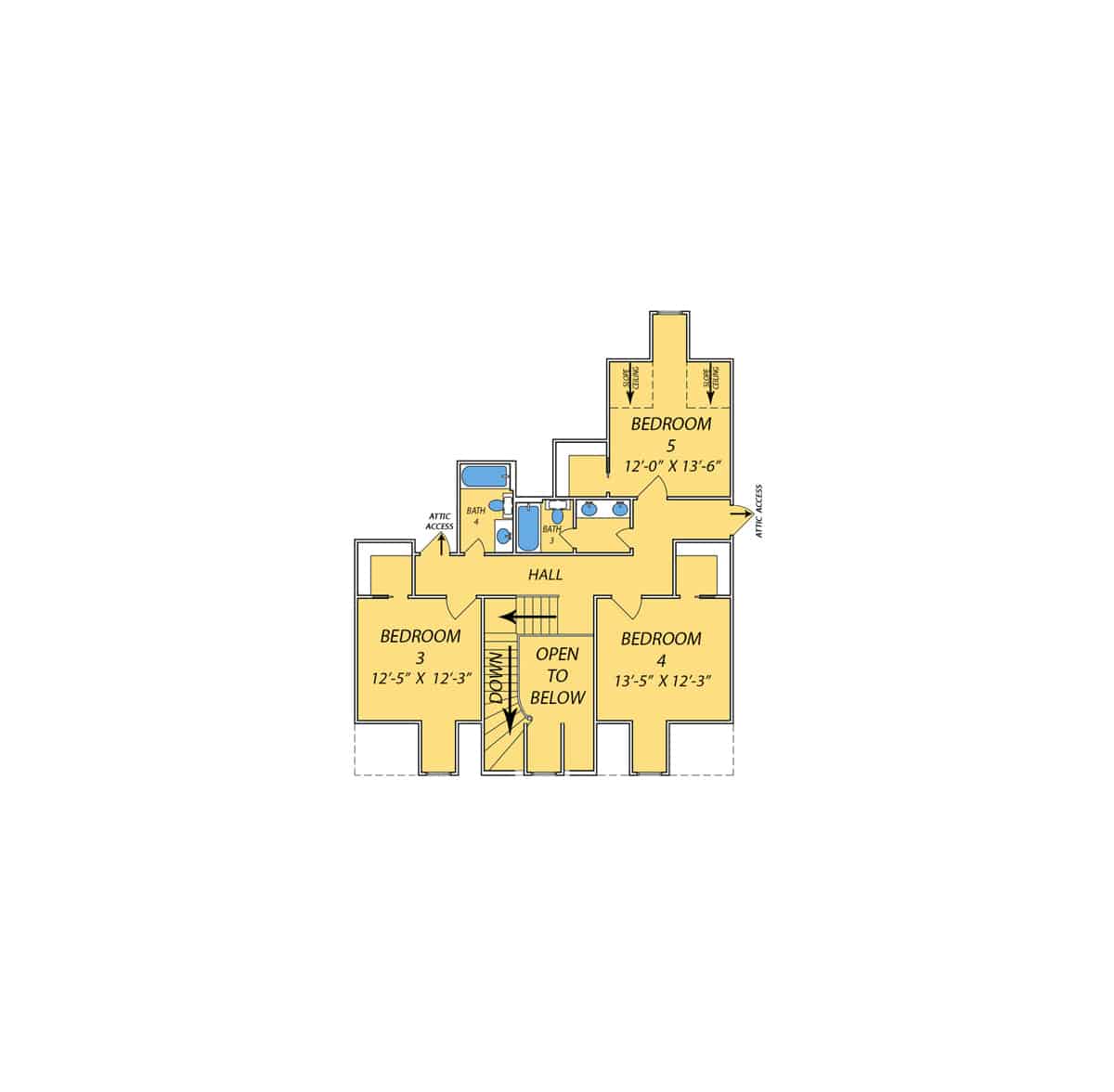 Floor Plan Upper Level of Farmhouse Plan #140-1096