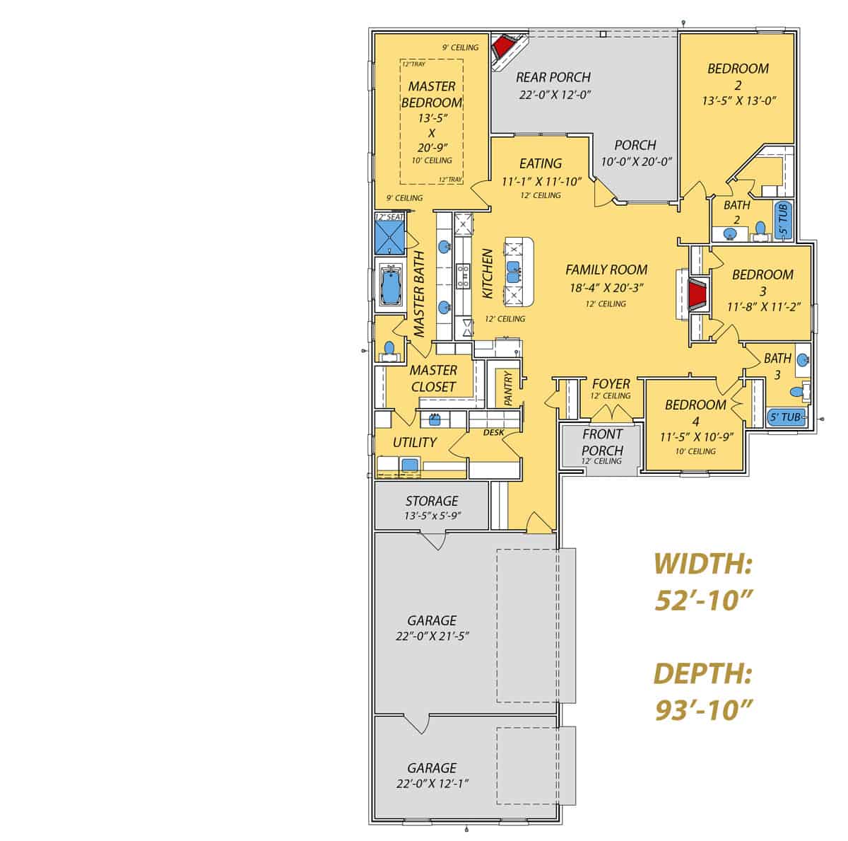 Floor Plan Main Level of French Plan #140-1098