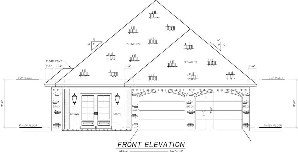 Home Plan Front Elevation of this 3-Bedroom,1868 Sq Ft Plan -140-1100