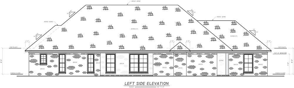Home Plan Left Elevation of this 3-Bedroom,1868 Sq Ft Plan -140-1100