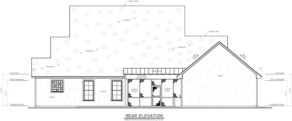 Home Plan Rear Elevation of this 3-Bedroom,2672 Sq Ft Plan -140-1101