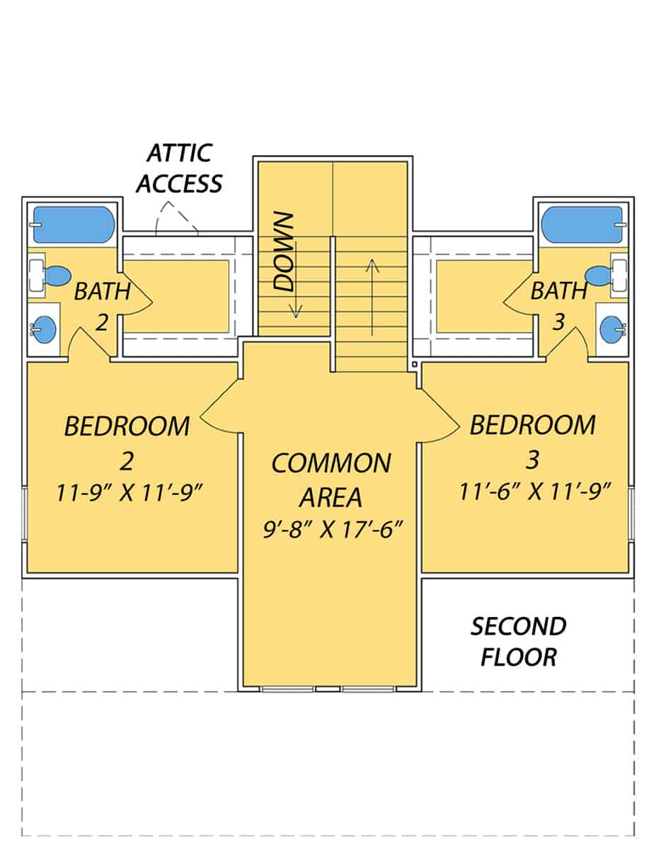 Floor Plan Upper Level of Farmhouse Plan #140-1101